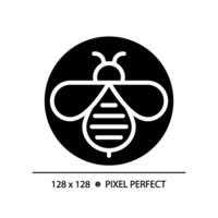 2d pixel perfeito glifo estilo abelha ícone, isolado vetor, silhueta ilustração representando alérgeno livre. vetor