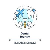 2d editável multicolorido dental turismo ícone, simples isolado vetor, médico turismo fino linha ilustração. vetor