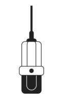 microfone suspensão Preto e branco 2d desenho animado objeto. vocal desempenho gravação. podcast audio equipamento isolado vetor esboço item. anúncio mensagem monocromático plano local ilustração