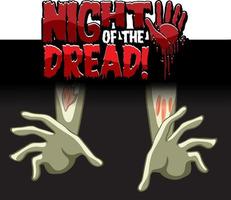 Night of the Dread text design para o festival de halloween vetor