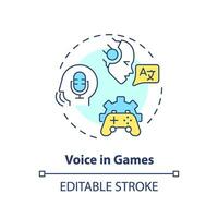 2d editável voz dentro jogos fino linha ícone conceito, isolado vetor, multicolorido ilustração representando voz assistente. vetor