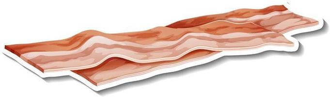 Adesivo de listras de bacon cru em fundo branco vetor