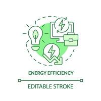 editável energia eficiência verde ícone conceito, isolado vetor, sustentável escritório fino linha ilustração. vetor