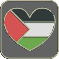ícone coração forma Palestina bandeira. Palestina elementos. ícones dentro gravado estilo. Boa para impressões, cartazes, logotipo, infográficos, etc. vetor