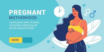 banner horizontal de maternidade grávida vetor