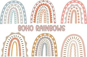 boho arco-íris, na moda aguarela bebê arco-íris vetor ilustrações