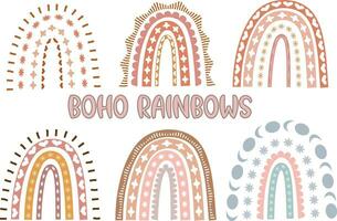 boho arco-íris, na moda aguarela bebê arco-íris vetor ilustrações