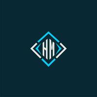 logotipo monograma inicial hm com design de estilo quadrado vetor