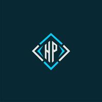 logotipo inicial do monograma hp com design de estilo quadrado vetor