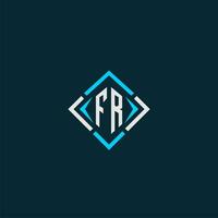 fr logo monograma inicial com design de estilo quadrado vetor