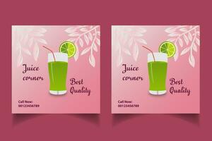 especial suco beber cardápio social meios de comunicação postar modelo, perfeito para social meios de comunicação publicar, conjunto do laranja suco social meios de comunicação postar modelos, adequado para restaurante cardápio. vetor