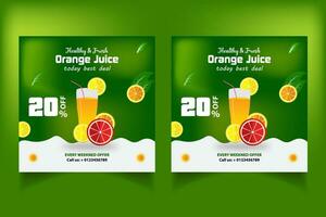 especial suco beber cardápio social meios de comunicação postar modelo, perfeito para social meios de comunicação publicar, conjunto do laranja suco social meios de comunicação postar modelos, adequado para restaurante cardápio. vetor