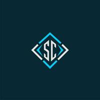 sc logotipo monograma inicial com design de estilo quadrado vetor