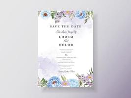 modelo de convites de casamento floral romântico desenhado à mão vetor