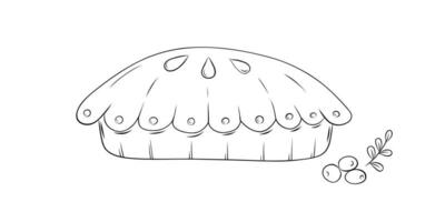 esboço abóbora torta tradicional Ação de graças Comida simples vetor ilustração dentro rabisco estilo