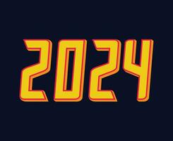2024 feliz Novo ano feriado abstrato amarelo e Rosa gráfico Projeto vetor logotipo símbolo ilustração com azul fundo