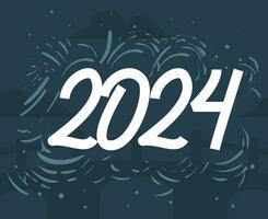 2024 feliz Novo ano feriado abstrato branco gráfico Projeto vetor logotipo símbolo ilustração com azul fundo
