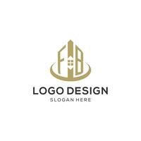 inicial fb logotipo com criativo casa ícone, moderno e profissional real Estado logotipo Projeto vetor
