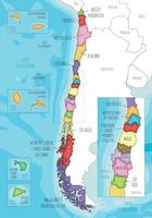 vetor ilustrado mapa do Chile com regiões e territórios e administrativo divisões, e vizinho países e territórios. editável e claramente etiquetado camadas.