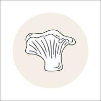 chanterelle cogumelo linha ícone Preto esboço dentro círculo. vetor ilustração isolado boletos dentro rabisco estilo. Projeto tema floresta cogumelos, cardápio, floresta, ingredientes, receitas, orgânico produtos, etc.