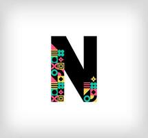 criativo carta n. logotipo a partir de capital cartas com geométrico formas. criativo Educação colorida gráfico. vetor