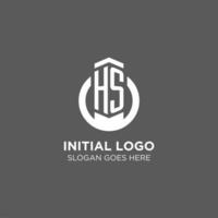 inicial hs círculo volta linha logotipo, abstrato companhia logotipo Projeto Ideias vetor