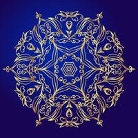 Mandala, amuleto. Símbolo esotérico do ouro em um fundo azul. vetor