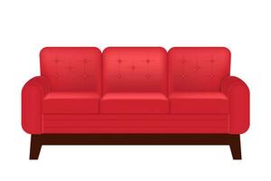 vermelho couro luxo sofá para moderno vivo quarto recepção vetor ilustração