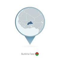 mapa PIN com detalhado mapa do burkina faso e vizinho países. vetor