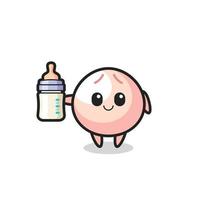 personagem de desenho animado de carne de bebê com garrafa de leite vetor