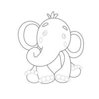 elefante desenho animado. bebê elefante. Rosa elefante. sentado postura. elefante em uma branco fundo. linha desenhos. vetor