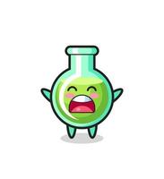 Mascote de copos de laboratório fofo com uma expressão de bocejo vetor