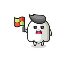 personagem fantasma como juiz de linha levantando a bandeira vetor