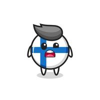 o rosto chocado da fofa mascote do emblema da bandeira da Finlândia vetor