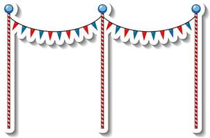 modelo de adesivo com mastros de decoração de bandeira para parque de diversões isolado vetor