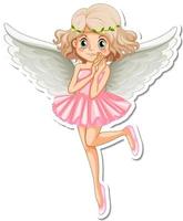 adesivo de anjo lindo personagem de desenho animado vetor