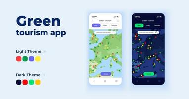 Conjunto de modelos de vetor de interface de smartphone para app turismo verde