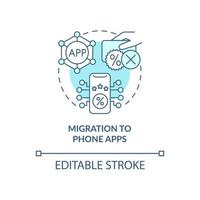 migração para ícone de conceito azul de aplicativos de telefone vetor