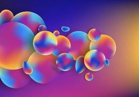 Círculos de cores vibrantes abstratas em 3D com formas fluidas de fundo vetor