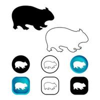 conjunto de ícones de animais wombat abstrato vetor