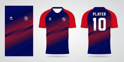 modelo de camisa azul vermelha para uniformes de time e design de camisetas de futebol vetor