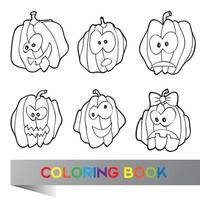 livro para colorir halloween - ilustração vetorial com personagens de nádegas vetor