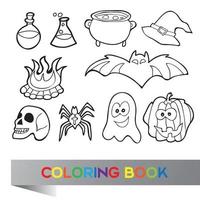livro para colorir halloween - ilustração vetorial com personagens de nádegas vetor