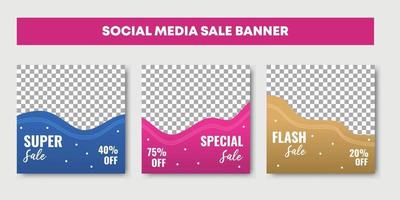 modelos de pós-design de mídia social de venda definidos com banner de venda de moda vetor