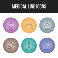 6 ícones de vetores médicos exclusivos em um conjunto