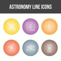 conjunto de ícones de vetor de linha de astronomia exclusivo
