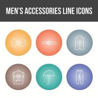 conjunto de ícones de vetor de acessórios masculinos