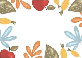 quadro de outono de folhas de frutas. fundo do vetor