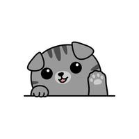 Desenho de pata acenando gato cinzento bonito scottish fold, ilustração vetorial vetor