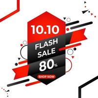 emblemas de promoção de venda flash em preto e vermelho vetor